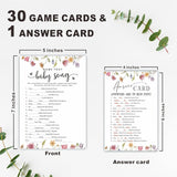 Baby Shower Party Games- Floral Watercolor Flower-Name That Baby Song Game For Guest-30 Game Card & 1 Answer Card-Wishes For Baby-Baby Announcement Gender Reveal Game Card 11