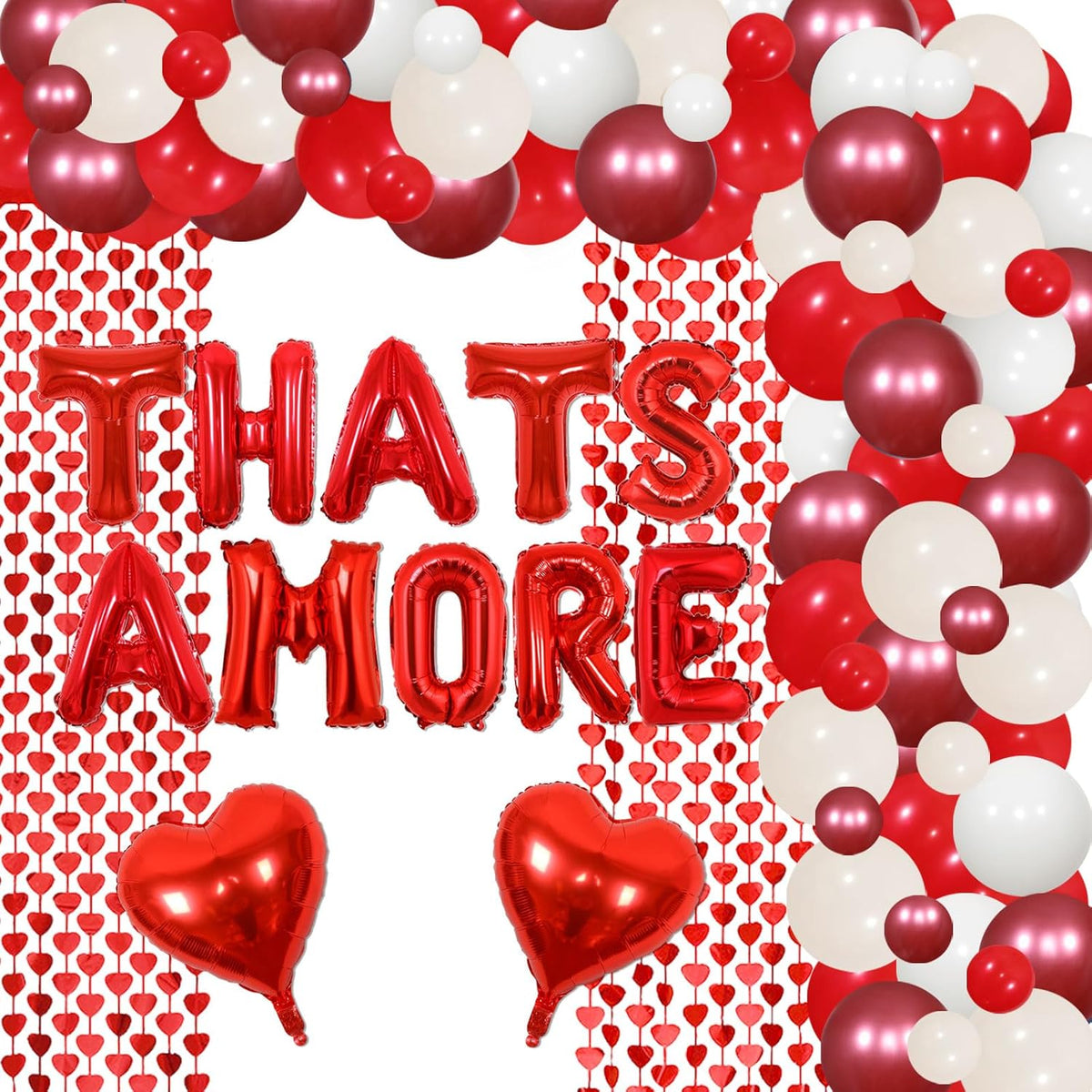 That'S Amore Bridal Shower Decorations Red That'S Amore Foil Balloons Heart-Shaped Fringe Curtain And Balloon Garland Arch Kit For Italian Theme Bridal Shower Bachelorette Party Wedding Supplies