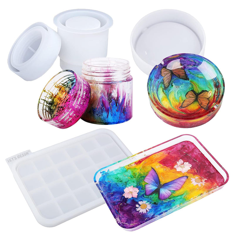 Resin Mold Silicone Kit With Resin Rolling Tray Mold, Ashtray Resin Mo