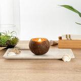 Restaurantware-Coco Casa 3.9 x 2.8 Inch Coconut Shell Candles, 10 Hand Poured Coconut Bowl Candles - Sandalwood And Shea Fragrance, Double Wax Blend, Soy Wax Scented Candle, Wooden Wick