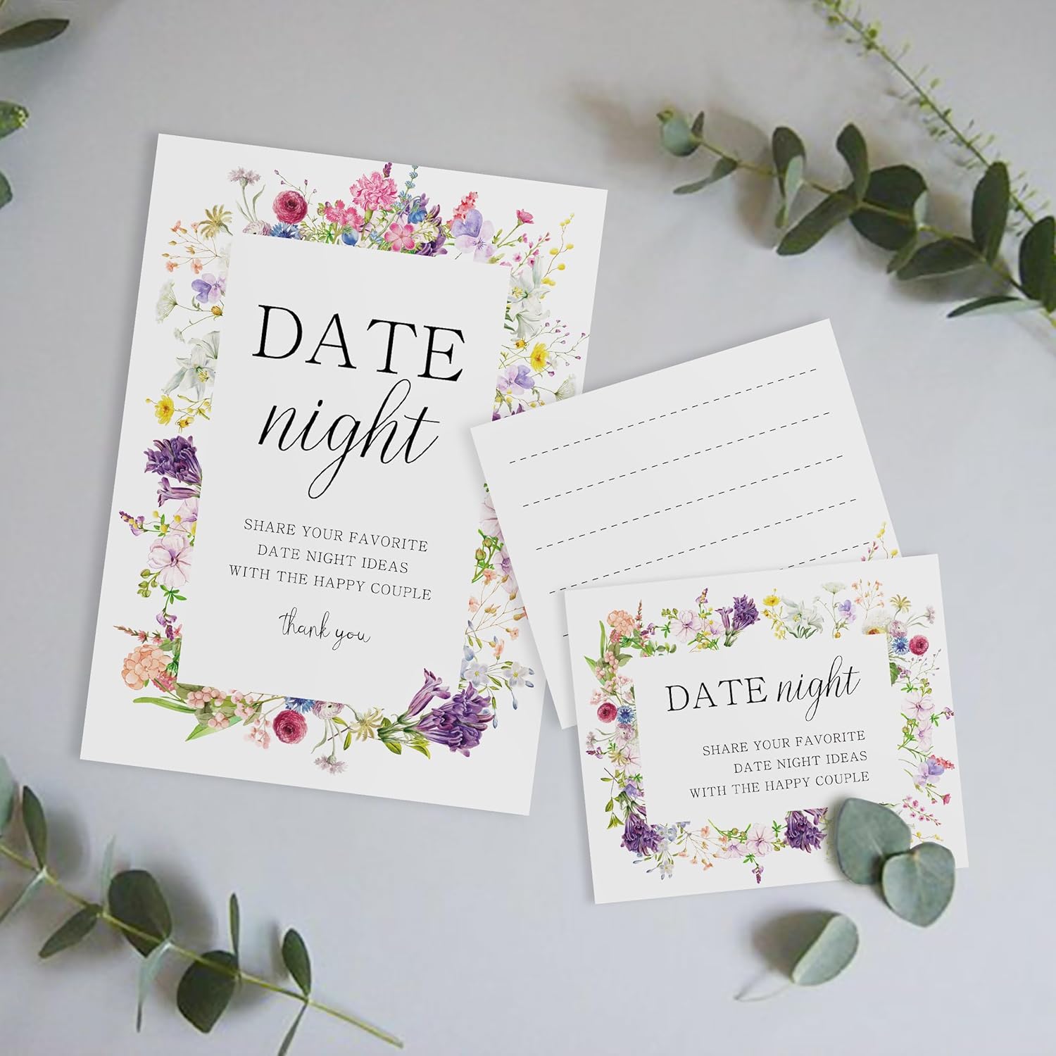 Date Night Game Sign And 50 Date Night Cards, Bridal Shower Bachelorette Games, Wedding Reception Games, Bridal Shower Favors, Love Is In Bloom Decorations-Dnc10
