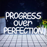 Progress Over Perfection Neon Sign LED Dimmable Motivational Wall Light for Classroom Office Bedroom Decor