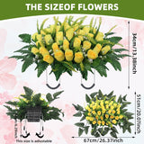 Cemetery Headstone Flower Saddle,Tombstone Flower,Outdoor Grave Saddle Headstone Decorations,Cemetery Memorial Flowers For Outdoor Gravesite Tombstone Decorations (Yellow)