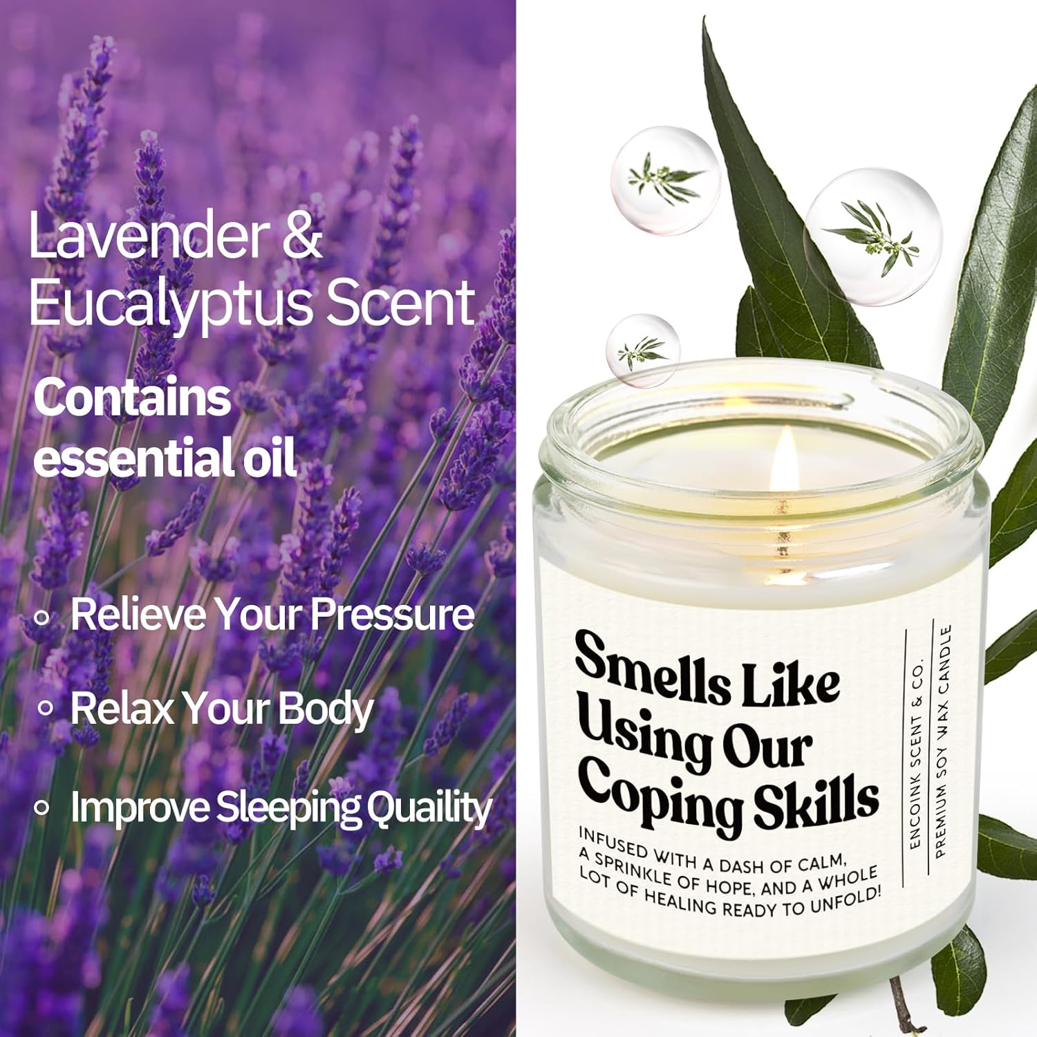 Therapist Gifts For Women Men, Gifts For School Counselor, Social Worker, Psychologist, Mental Health, Funny Coping Skills Candle For Stress Relief, Healing, Emotional Support, Lavender