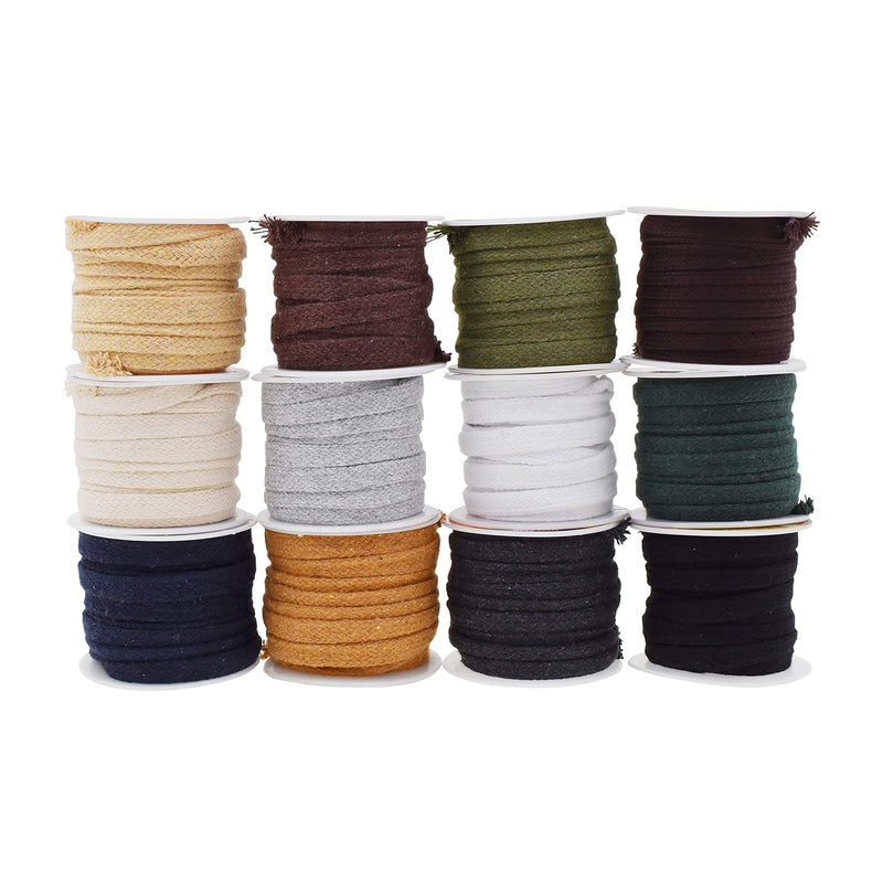 12 Neutral Colors Flat Drawstring Cord Drawstring Replacement, 3/8 Inch 60 Yds