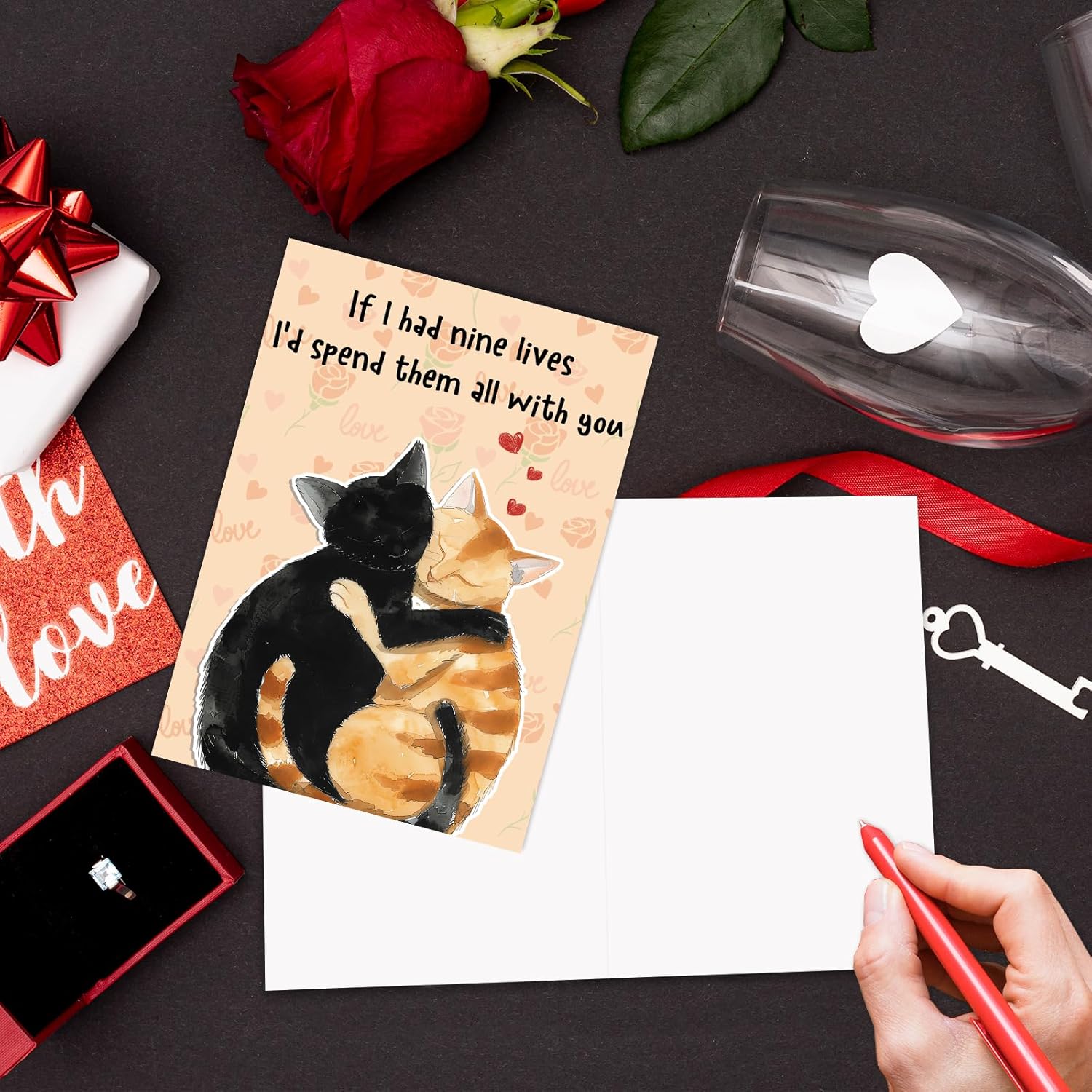 Cats Valentines Day Card, Funny Valentines Day Gifts For Him Her, Cute Anniversary Card & Gifts For Women Men, Lovely Valentines Day Card Gift For Husband Wife Boyfriend Girlfriend