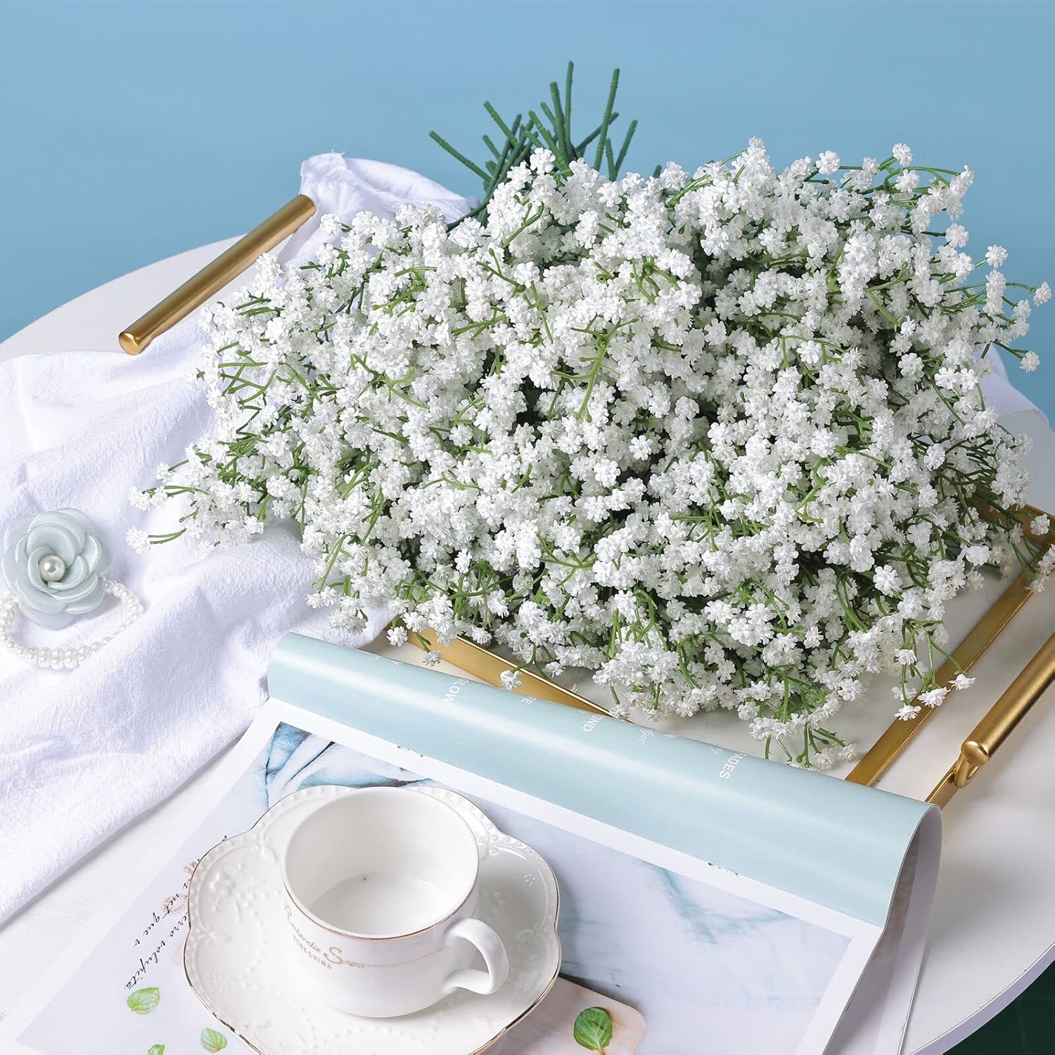 Babys Breath Artificial Flowers,30 Pcs Gypsophila Real Touch Flowers For Wedding Party Home Garden Decoration