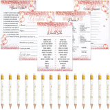 220 Pieces Bridal Shower Game Set 5 Sets (40 Cards Each) Wedding Game Cards And 20 Pieces Pencils Printed Words Editable Bride Groom Wedding Bachelorette Engagement Party Supplies(Pink Balloon)