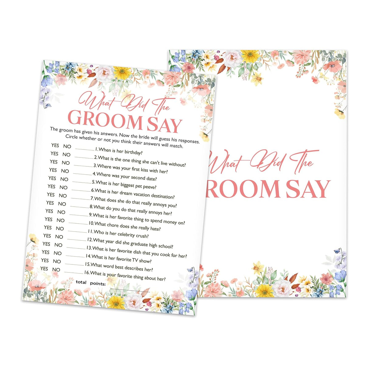 Bridal Shower Games, Wedding Shower Game Cards, Wildflower Bridal Party Decorations Supplies, Engagement Bachelorette Games For 25 Guests, Wedding Game For Reception -A11