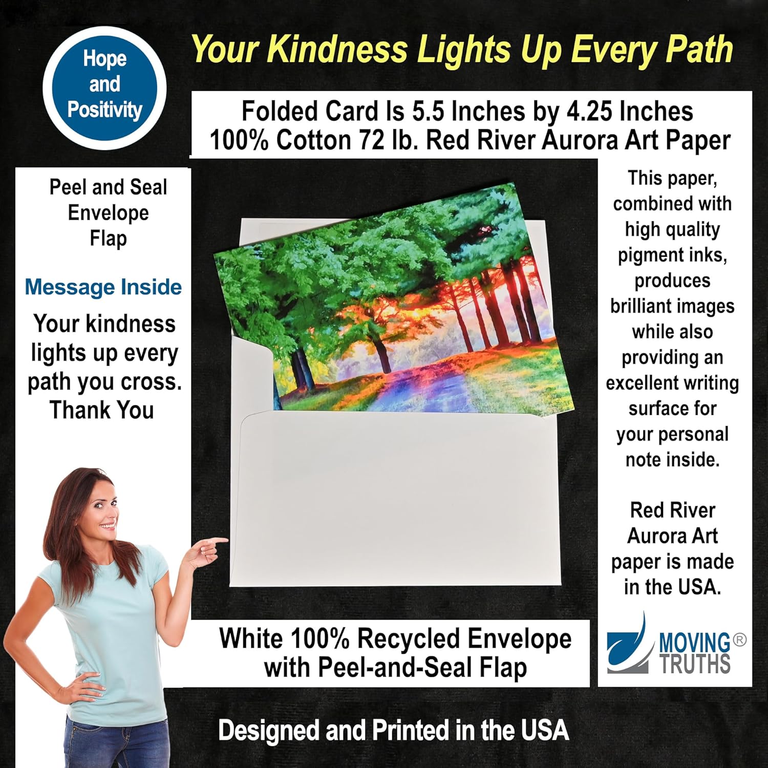 New Horizons Encouragement Card – Your Kindness Lights Every Path Thank You, Positive Affirmations, Compliment, Appreciation Card, Thankful For You Cards