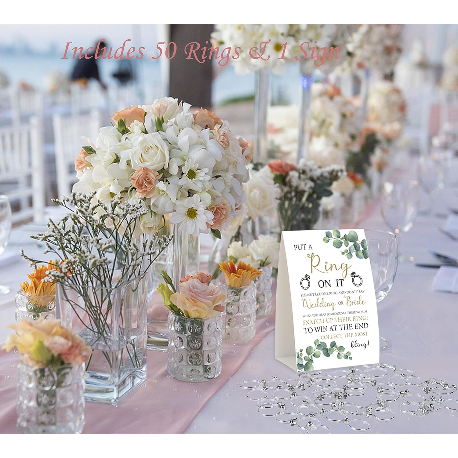 Put A Ring On It,Don'T Say Bride Or Wedding Game,Bridal Shower Games 50 Guests,Greenery Eucalyptus Bridal Shower,Engagement Party,Bachelorette Decorations For Party,Bridal Shower Favors-L1