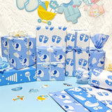 Baby Blue Tissue Paper 28X20 Inch, 30 Sheets Large Baby Boy Gift Wrap Tissue Paper For Gift Bag & Packaging, Cute Elephant Footprint Cloud Print Art Tissue For Baby Shower, Birthday, Anniversary Craft