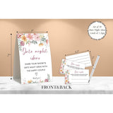 Boho Bridal Shower Decorations,Date Night Games,Date Night Ideas,Wedding Shower Game,Rustic Bridal Shower Decorations,Popular Bridal Shower Game,Set Including 1 Sign And 50 Date Night Ideas Cards-06