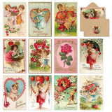 44 Packs Vintage Valentine'S Day Greeting Cards Retro Cupid Rose Heart Blank Note Cards With Envelopes And Stickers For Wedding Anniversary Birthday, 11 Designs, 4 X 6 Inch