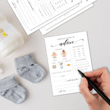 Baby Predictions And Advice Cards, 5" X 7" Minimalism Baby Shower Predictions Cards, Baby Shower Party Games & Activities Favors For Newparents - I01