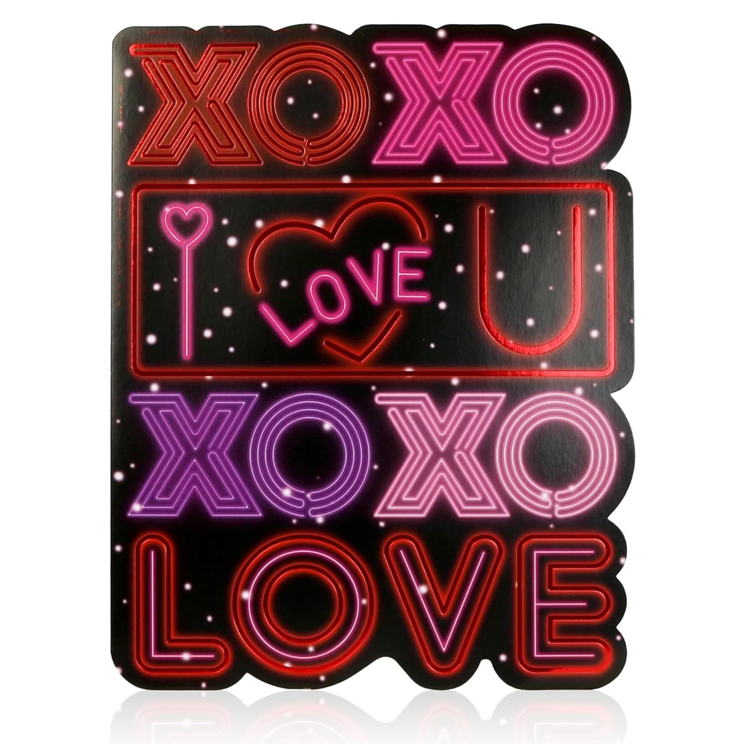 Jumbo Valentine'S Day Greeting Card With Envelope, Neon Love Design, Giant Oversized Romantic Card For Him Her, 11 X 14 Inch
