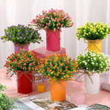 6 Sets Summer Spring Table Centerpieces Decoration Artificial Milan Flower Bouquet With Metal Pot Farmhouse Floral Centerpiece Summer Decoration For Home Dining Room Bathroom Office Party Decor