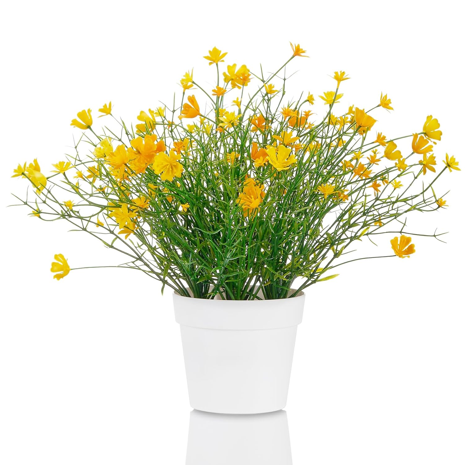 Babys Breath Potted Fake Plants With Flowers Faux Plants Indoor For Home Office Bookshelf Table Farmhouse Room Decor (Yellow)