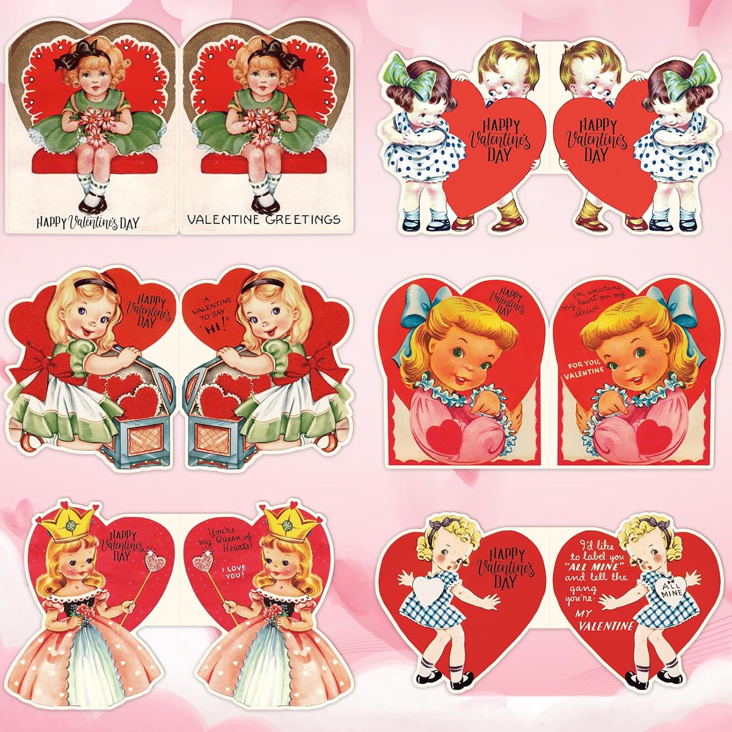 Vintage Valentine'S Day Cards With Envelopes For Adults Kids Boys Girls Classroom Exchange 24 Pcs Retro Valentines Day Cards