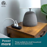 3 Outlet Mini Power Strip 5 Inch Extension Cord Flat Plug Braided Cord Black