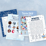 Winter Party Games - Word Search, Picture Hunt, Word Scramble, Picture Quiz - 4 Game Bundle, Winter Wonderland Party