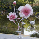 Giant Artificial Flower Decor,Oversized Gradient Organza Flower With Bendable Stem,Diy Shape Fake Flower Sculpture With Heavy Base For Wedding,Event,Party & Photo Backdrop,Store Display (Red)