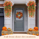 6 Pcs Thanksgiving Artificial Hanging Flowers For Outdoor Outside Decor 30 Inch Thanksgiving Fake Hanging Plants Silk Violets With Eucalyptus Uv Resistant Realistic Faux Flower For Window