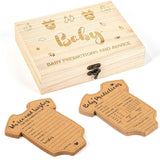 42Pcs Baby Prediction Cards With Wood Box Shower Decorations Advice Table For Games Gender Neutral Guessing Activities Set 5.12 X 6.5Inch Kraft