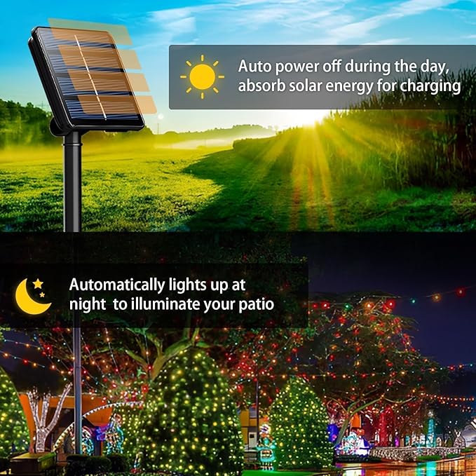 6 Pack 236FT Solar Christmas String Lights 600 LED Multicolor Waterproof Outdoor Lights
