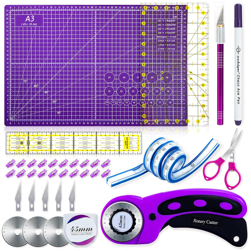 Rotary Cutter Set,Sewing Quilting Supplies,45Mm Fabric Cutters,A3 Cutting Mat