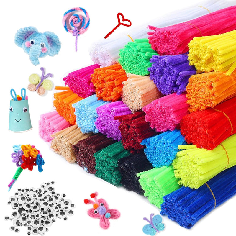 1300Pcs Pipe Cleaners With Wiggle Googly Eyes,1000Pcs Pipe Cleaners With 300Pc