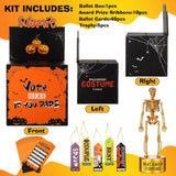 56 Pcs Halloween Party Supplies Include Halloween Contest Ballot Box, 5 Gold Trophies, 40 Voting Cards And 10 Award Prize Cards For Favor Fun Decor