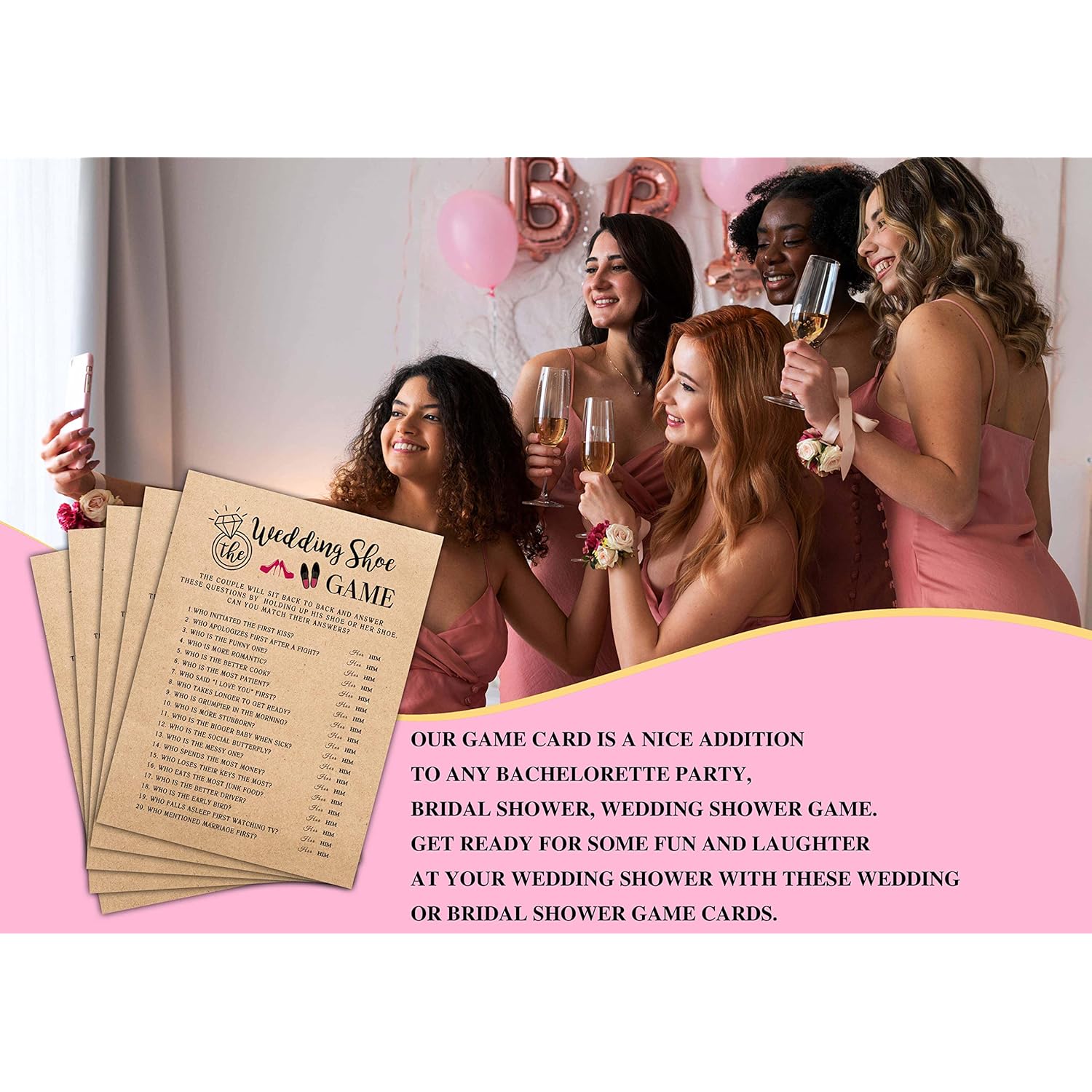 Bridal Shower Game Set - Wedding Shoe Party Game Cards For Wedding - Kraft Rustic Wedding Party Favor Decor - Unique Engagement/Bachelorette Party Games Supplies & Activities - 30 Game Cards(E03)