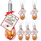 6 Sets 10 Inch Christmas Whisk Baking Gifts Sets Includes Stainless Steel Whisk Greeting Cards Ribbon And Plastic Bags For Neighbor Family Cooking Supplies Christmas Stocking Stuffers Ideas