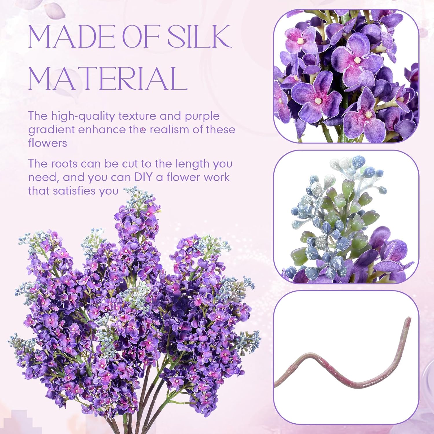 6 Pcs 25 Artificial Lilac Flowers Fake Delphinium Antirrhinum Stem Silk Flower Faux Floral Arrangement For Vase Table Centerpiece Wedding Bouquet Home Decoration (Purple)