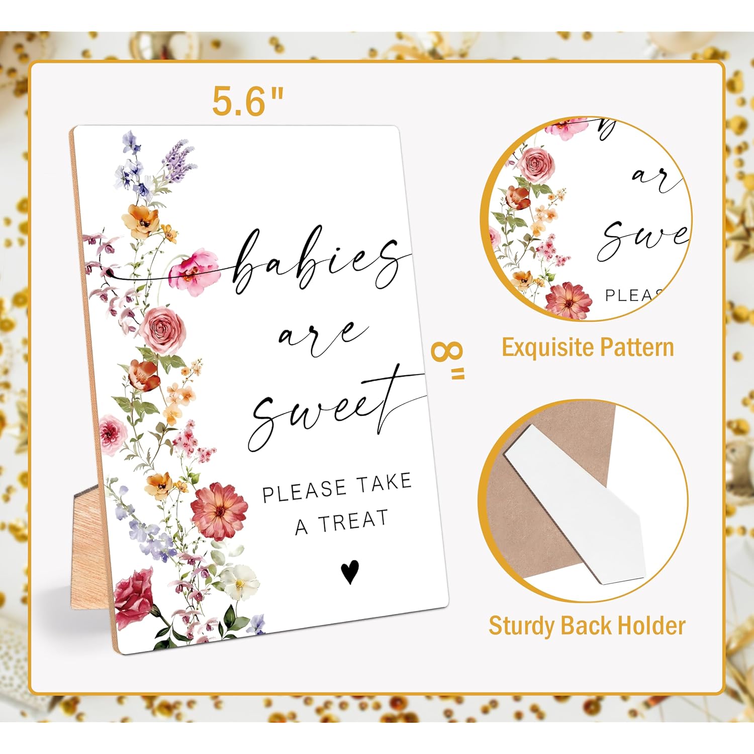 Babies Are Sweet Please Take A Treat Sign, Flower Theme Baby Shower Decorations, Gender Reveal Games Decorations, Newborn Announcement Party Decor Supplies, Gender Reveal Game Table Decor Supplies, 38