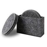 Drink Coasters Set Of 6 With Holder - Dark Gray Round Water Absorption Felt Mat, Prevent Furniture From Dirty And Scratched, Suitable For Kinds Of Mugs And Cups, 3.94 Inches Diameter