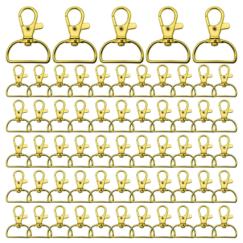 60Pcs Gold Swivel Snap Hook D Ring,Metal Swivel Clasps Lobster Clasp Key Chain