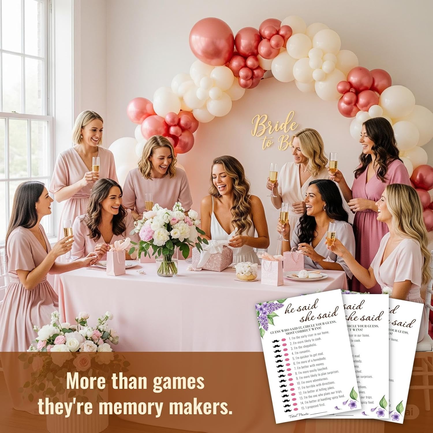 Bridal Shower Party Game Cards - He Said She Said For Wedding Engagement Bachelorette - Romantic Modern Simple Elegant - 30 Pcs 5X7 Inch Ready To Play Instant Fun Purple White Lilac