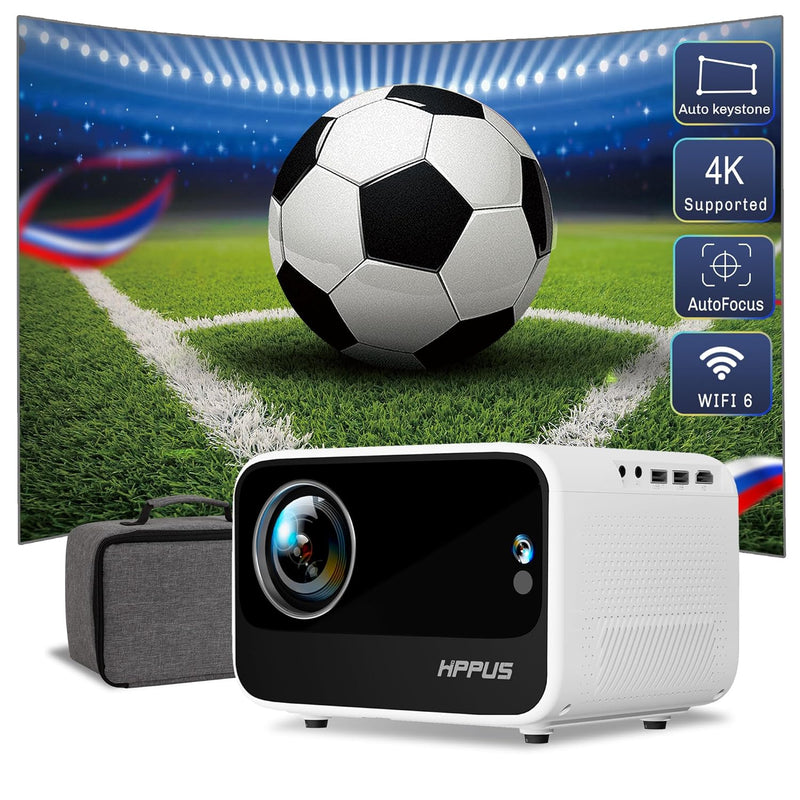 4K Smart Projector, Auto Focus, Android OS, 1080P, WiFi 6, Bluetooth, 500 ANSI