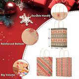 24 Pcs Christmas Kraft Gift Bags With Handles,Treat Bags For Gifts,Cookies,Candy,Holiday Goodies Wrapping,For Xmas Holiday Presents Wrapping,9"X7.3"X3.3"