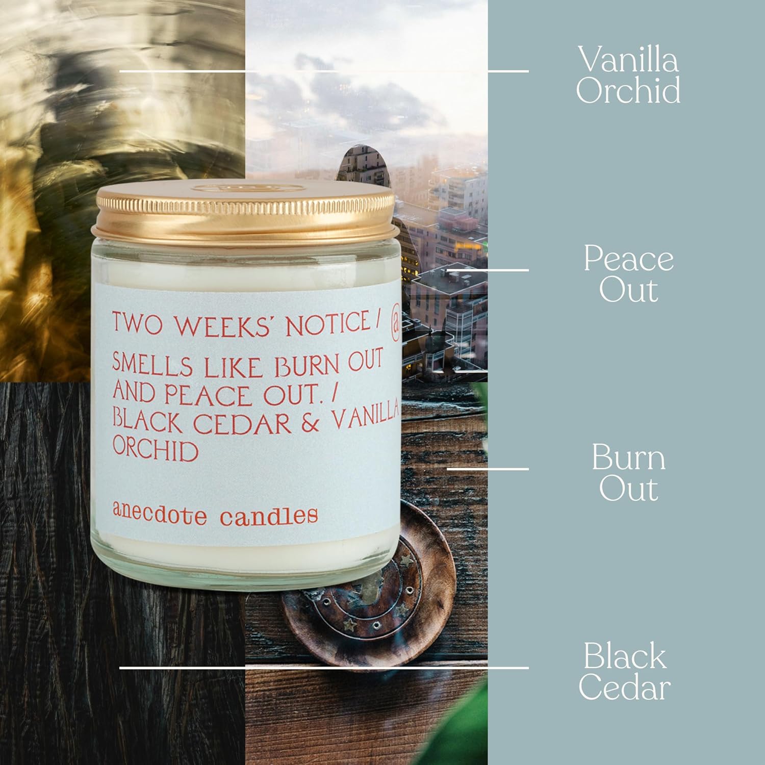 'Two Weeks Notice' Coconut Soy Wax Candle Jar | Premium Hand Poured & Long Burning | Black Cedar & Vanilla Orchid Scent | Phthalate-Free | For Home, Office, Gift - 7.8 Oz