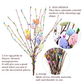 Artificial Easter Spray Vine With Pastel Easter Eggs And Berries- Decorative Spring Floral Stems-Easter Egg Twig Branches For Floral Arrangement-Centerpiece Wreath Decoration (26 Pcs)