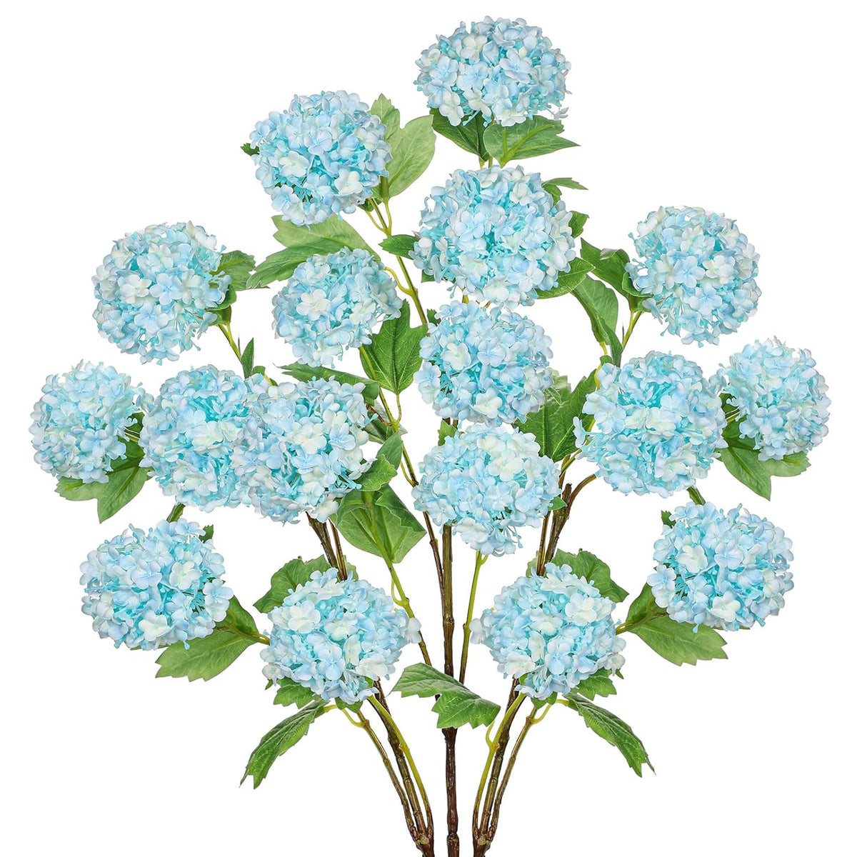 Light Blue Hydrangea Artificial Flowers 37.4”Tall Faux Hydrangea Flowers Spray With 6 Flower Heads, Silk Hydrangeas Flower With Stems 3Pcs, Fake Hydrangeas For Home Wedding Table Centerpieces Decor