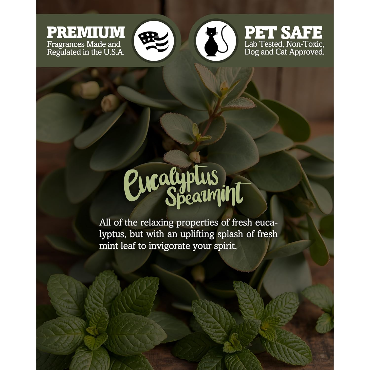 Eucalyptus Spearmint Scented Natural Soy Candle, Essential Fragrance Oils, 100% Soy, Phthalate & Paraben Free, Clean Burning, 9 Oz.