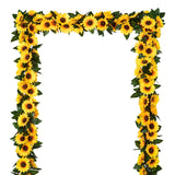 3 Pack Artificial Sunflower Garland Silk Sunflower Vine Artificial Flowers With Green Leaves For Wedding Table Home Decor