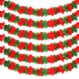 6 Pcs Christmas Hawaiian Leis Red And Green Leis Flower Garlands 59 Feet Length Wreath Necklace For Christmas Themed Party