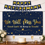Retirement Party Decorations, Blue Gold We Will Miss You Backdrop Set