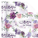 Birthday Wrapping Paper Roll For Mom - Mini Roll - 17 Inch X 16.5 Feet - Happy Birthday To Mom Lettering With Purple Flower Design