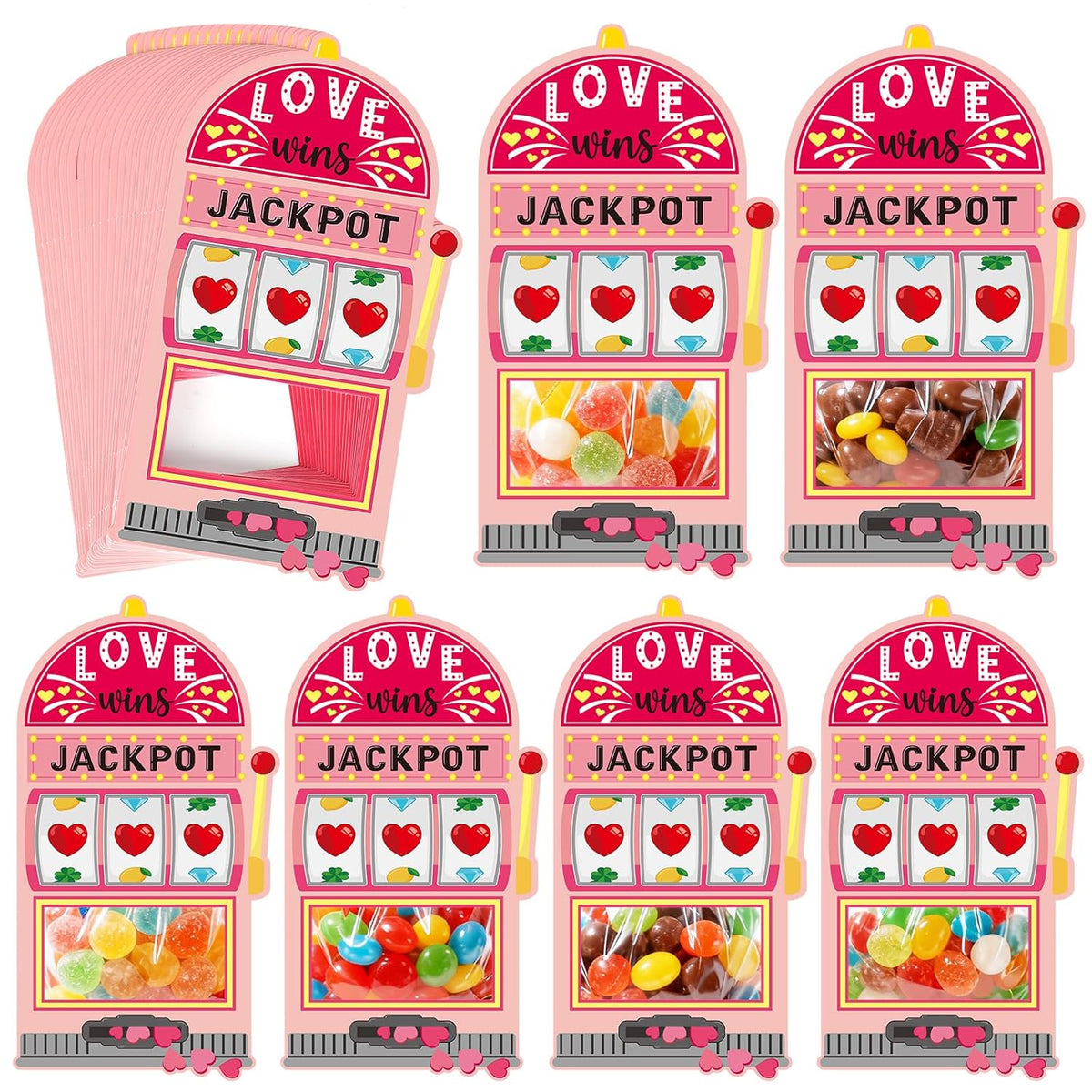48 Pack Valentines Day Cards For Kids Diy Valentine Exchange Cards With Clear Treat Bags & Self Adhesive Tape Happy Valentine'S Day Gifts For Kids Boys Girls Classroom